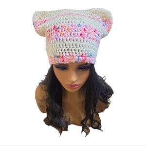 Handmade Crochet Cat Beanie Hat /